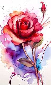 rose aquarelle sur Virgil Quinn - Decorative Arts