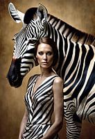 Woman with zebra - Portrait