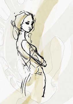 Ich lasse mich nicht herumschubsen - ein halbabstraktes Porträt einer selbstbewussten Frau von Emiel de Lange