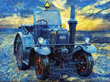 Tractor Lanz Eilbulldog in van Gogh stijl van Christian Lauer