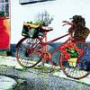 Fiets met bloemen in Saint-Valery-sur-Somme van Jan Sportel Photography