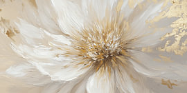 Golden Bloom: Abstracte Schoonheid in Witte Tinten van Artsy