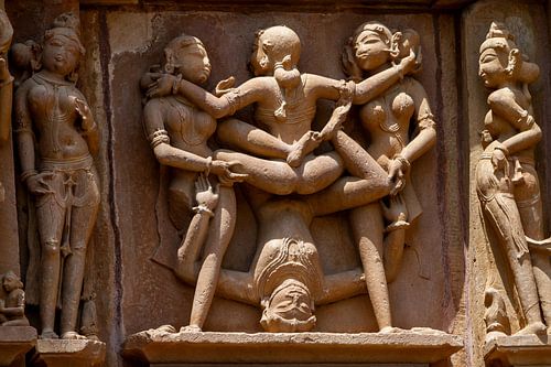 The temple reliefs of Khajuraho in Madhya Pradesh India