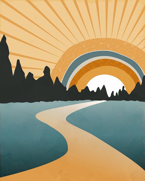 Zonsopkomst in retro style 3 van Tanja Udelhofen