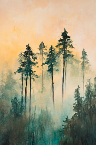 Nebulöser Wald in sanften Farben von Poster Art Shop