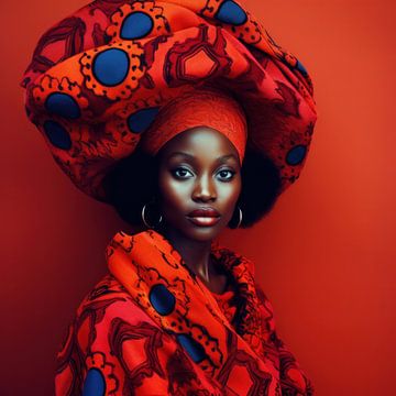 Kleurrijk portret van een Afrikaanse vrouw van Carla Van Iersel