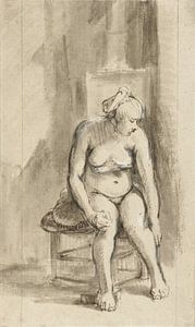 Rembrandt van Rijn, Sitzender Frauenakt an einem Ofen, 1661-1662