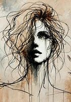 Mysterieuze vrouw met wilderig haar