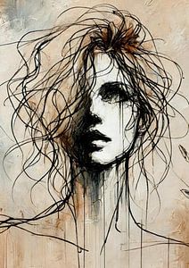 Femme mystérieuse aux cheveux sauvages