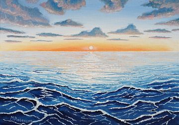 Oceaan met zonsondergang van Maarten Pietersma