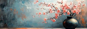 Bloemen Modern Kunst | Enigmatic Blossom Whispers van Kunst Kriebels