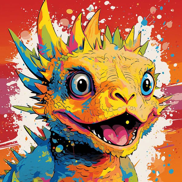 Pop Art Verrücktes Drachenbaby von Karina Brouwer