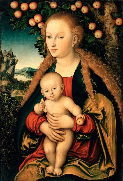 De Maagd met kind onder een appelboom, Lucas L. Cranach. van The Masters