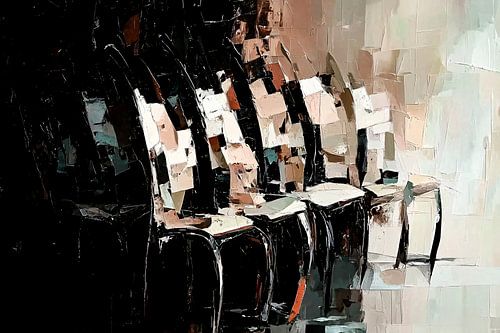 Kubistisch ontwerp met moderne stoelen