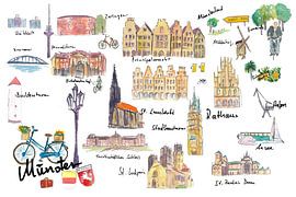 Münster Deutschland Illustrationen mit Reiseplänen Highlights und Erinnerungen von Markus Bleichner