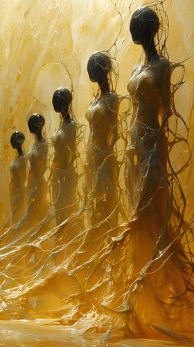 Menschen Frauen Porträt Schwarz Bronze Gold KI Kunst Harmonische Belastung