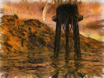 Water tower in the sand by Emanuel Koch