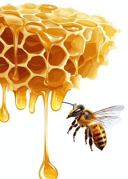 Abeille avec nid d'abeille et miel dégoulinant par Pixelbull Design