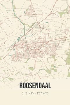 Vintage landkaart van Roosendaal (Noord-Brabant) van Rezona