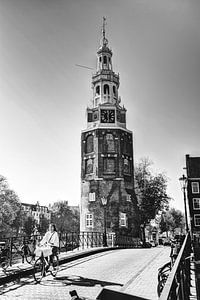 Innere Stadt von Amsterdam Niederlande Schwarz und Weiß