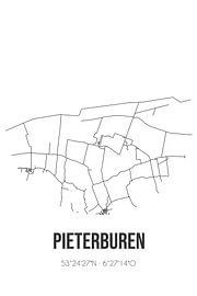 Pieterburen (Groningen) | Map | Black and white by Prints of Place