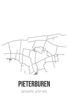 Pieterburen (Groningen) | Landkaart | Zwart-wit van MijnStadsPoster