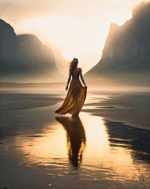 Frau im Sonnenuntergang