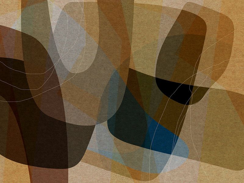 Contemplative Forms. Retro style abstract art. by Dina Dankers