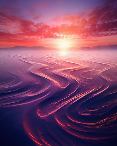 Sunrise at the frozen lake