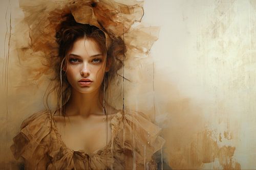 Digital art portret in aardetinten