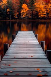 Herbstlicher Steg am See von Poster Art Shop