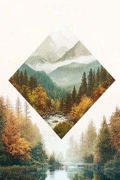 Berglandschap in de mist - puur natuur van Poster Art Shop