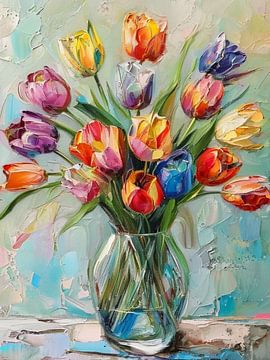 Lebendige Resonanz: Eine strukturierte Symphonie aus Frühlings-Tulpen in kristallklarer Reinheit von Artistic