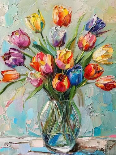 Lebendige Resonanz: Eine strukturierte Symphonie aus Frühlings-Tulpen in kristallklarer Reinheit von Artistic