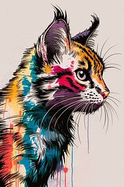 Colourful cat portrait in graffiti style by Art & Soul Creations
