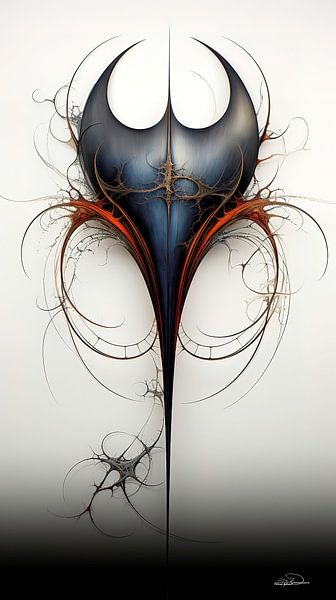 abstract figuur in blauw en oranje van Gelissen Artworks