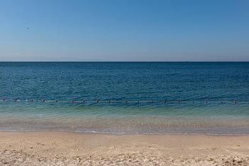 Abstract photo of a blue sea and beach in Istanbul, Turkey.