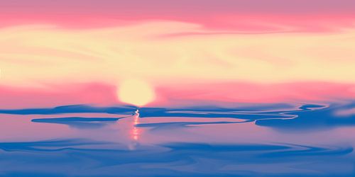 Zalmroze zonsondergang, abstracte kunst met warme gloed