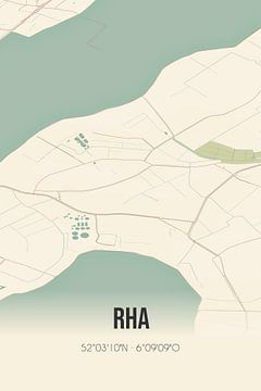 Vintage landkaart van Rha (Gelderland) van MijnStadsPoster
