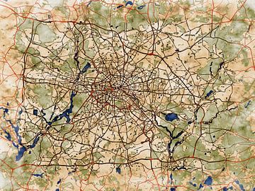 Map of Berlin metropole with the style 'Serene Summer' by Maporia