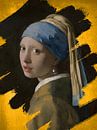 Girl with a pearl earring on gold background by Hilde Remerie Photography and digital art thumbnail