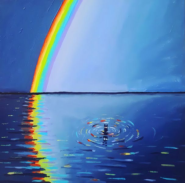 Arc-en-ciel et chat par Juan Davis