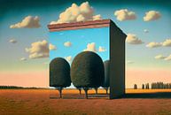 Een surrealistische zomeravond in de velden met bomen en wolken van Roger VDB thumbnail