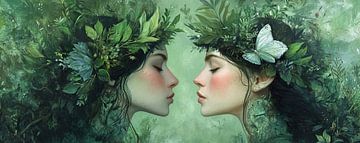 Natuur Vrouwen | Gezichten omhuld door Groen van I ❤ Bloemen