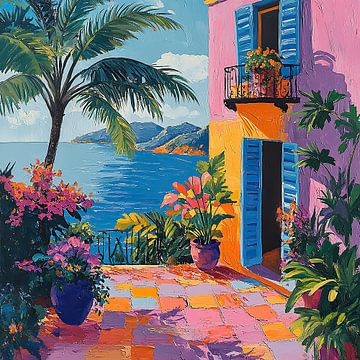 Op Matisse geïnspireerd Mediterraan Zeezicht Zee Fauvisme van Niklas Maximilian