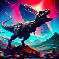 Downfall of the dinosaurs - Glitch Illustration