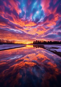 Coucher de soleil dans le polder 3 sur DNH Artful Living