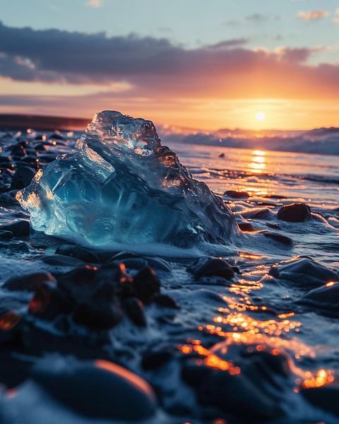 Goldenes Licht über den Wellen von fernlichtsicht