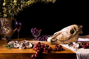 Still life with oysters and grapes by Anne-Marie Verlooy