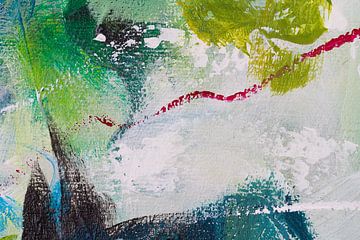 Sqeaky Greens - abstract schilderij met penseelstreken van Qeimoy